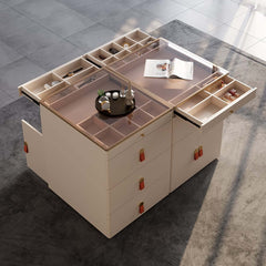 Modern White Dresser with 12 Drawers and Tempered Glass Top