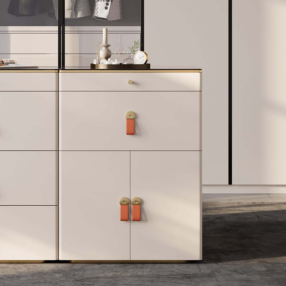 Modern White Dresser with 12 Drawers and Tempered Glass Top