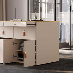 Modern White Dresser with 12 Drawers and Tempered Glass Top