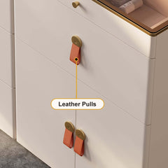 Modern White Dresser with 12 Drawers and Tempered Glass Top