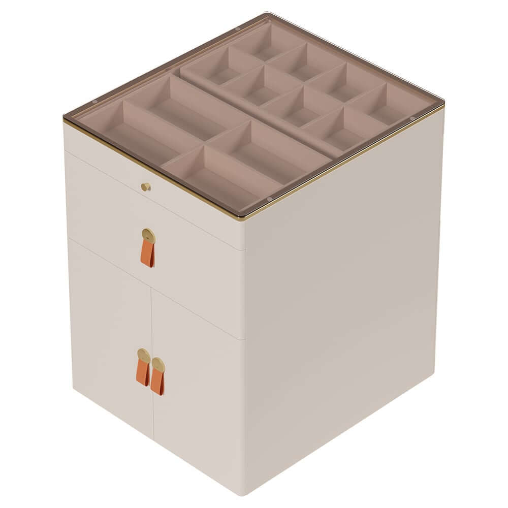 Modern White Dresser with 12 Drawers and Tempered Glass Top