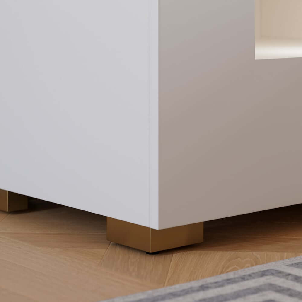 Modern White Engineered Wood Nightstand With USB Ports