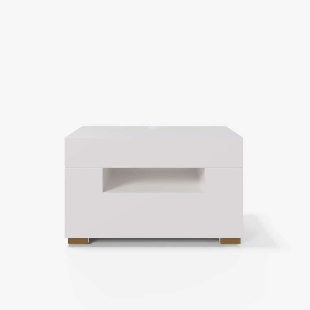 Modern White Engineered Wood Nightstand With USB Ports