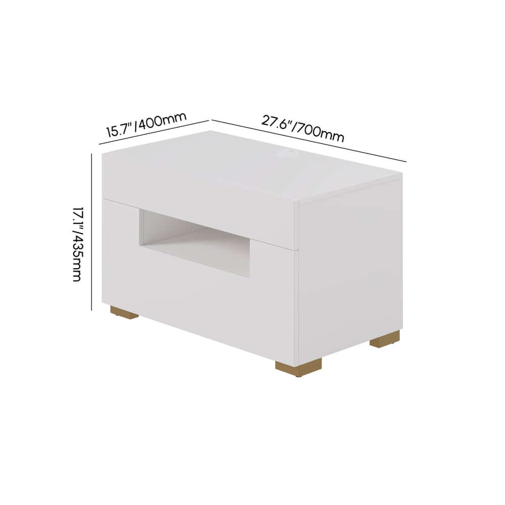 Modern White Engineered Wood Nightstand With USB Ports Dimensions