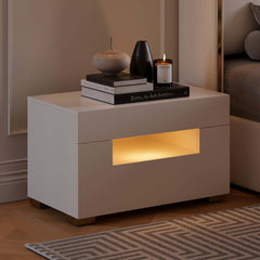 Modern White Engineered Wood Nightstand With USB Ports Main Product Image