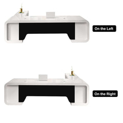 Modern White Executive Desk with Stainless Steel Base