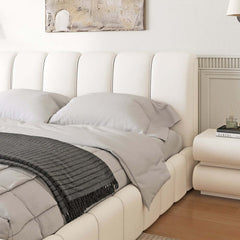 Modern White Faux Leather Bedroom Set with Two-Drawer Storage