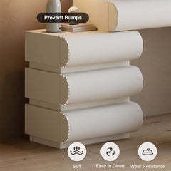 Modern White Faux Leather Bedroom Set with Two-Drawer Storage