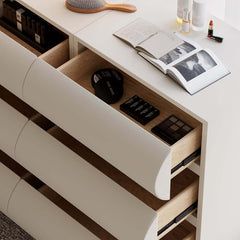 Modern White Faux Leather Bedroom Set with Two-Drawer Storage
