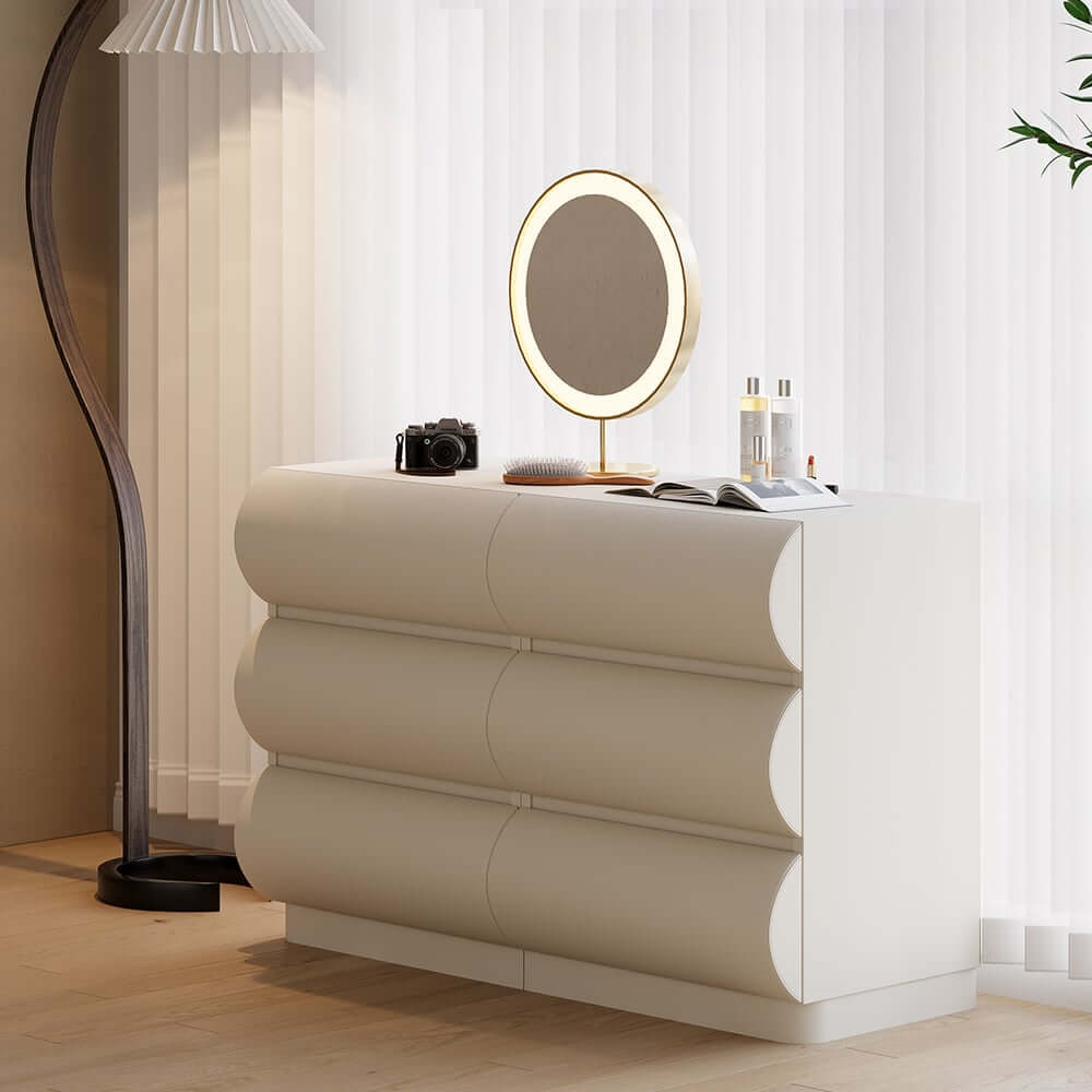 Modern White Faux Leather Bedroom Set with Two-Drawer Storage