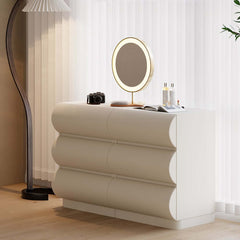 Modern White Faux Leather Bedroom Set with Two-Drawer Storage