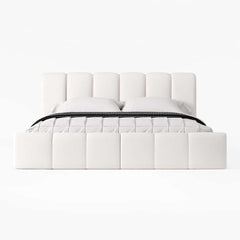 Modern White Faux Leather Bedroom Set with Two-Drawer Storage