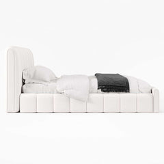 Modern White Faux Leather Bedroom Set with Two-Drawer Storage