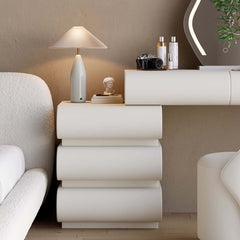 Modern White Faux Leather Bedroom Set with Two-Drawer Storage