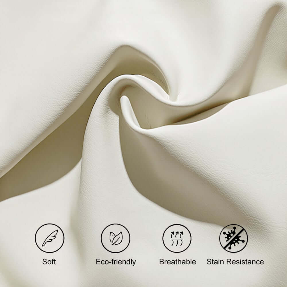 Modern White Faux Leather Bedroom Set with Two-Drawer Storage