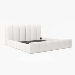 Modern White Faux Leather Bedroom Set with Two-Drawer Storage