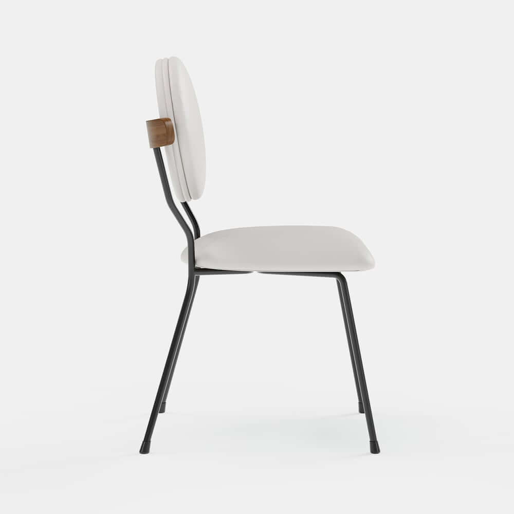 Modern White Faux Leather Dining Chairs Set of 2