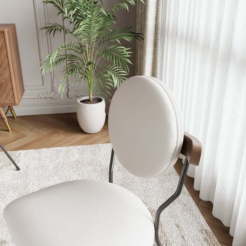 Modern White Faux Leather Dining Chairs Set of 2