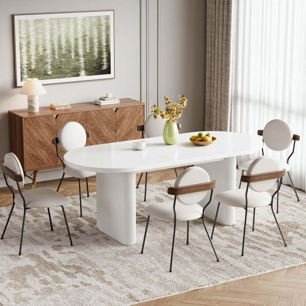 Modern White Faux Leather Dining Chairs Set of 2