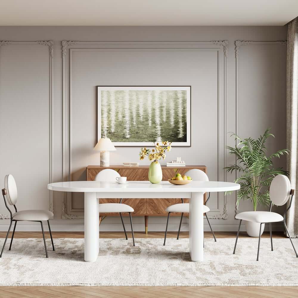 Modern White Faux Leather Dining Chairs Set of 2