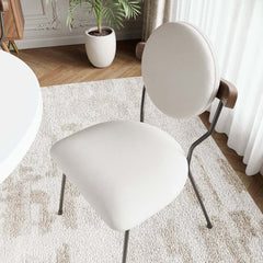 Modern White Faux Leather Dining Chairs Set of 2