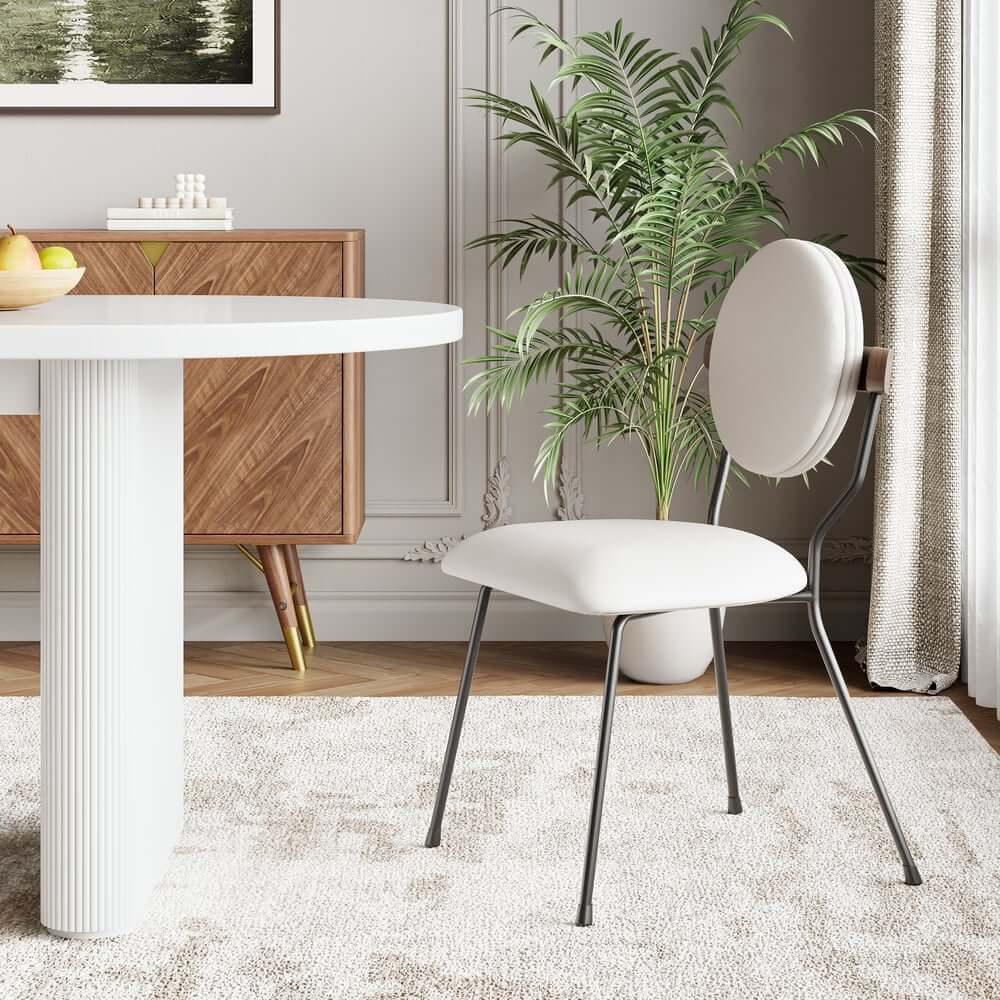 Modern White Faux Leather Dining Chairs Set of 2 Main Product Image