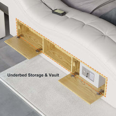 Modern White Faux Leather King Platform Bed With Speaker