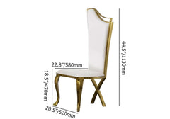 Modern White Faux Leather Side Chair Set With Gold Legs Dimensions