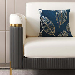 Modern White Faux Leather Sofa Set With Gold Legs