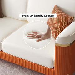 Modern White Faux Leather Sofa Set With Gold Legs