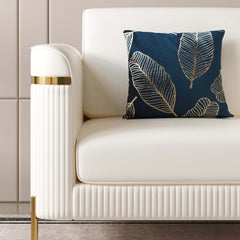 Modern White Faux Leather Sofa Set With Gold Legs