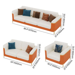 Modern White Faux Leather Sofa Set With Gold Legs Dimensions