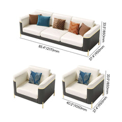 Modern White Faux Leather Sofa Set With Gold Legs Dimensions