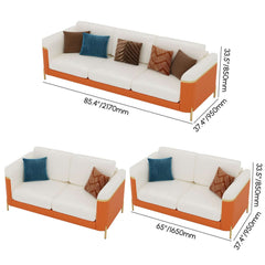 Modern White Faux Leather Sofa Set With Gold Legs Dimensions