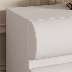Modern White Faux Leather TV Stand With 8 Drawers