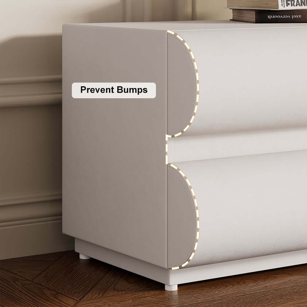 Modern White Faux Leather TV Stand With 8 Drawers