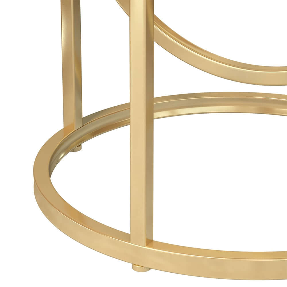 Modern White Faux Marble Round Side Table With Gold Frame