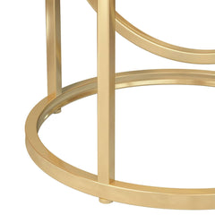 Modern White Faux Marble Round Side Table With Gold Frame