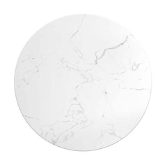 Modern White Faux Marble Round Side Table With Gold Frame