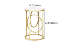 Modern White Faux Marble Round Side Table With Gold Frame Dimensions
