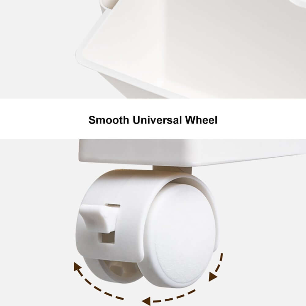 Modern White Freestanding Mobile Storage Cart with 3 Shelves