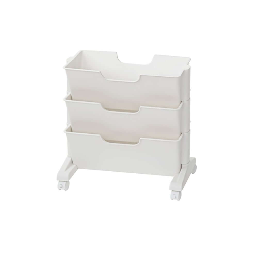 Modern White Freestanding Mobile Storage Cart with 3 Shelves