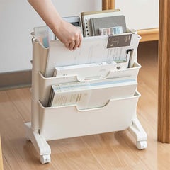 Modern White Freestanding Mobile Storage Cart with 3 Shelves