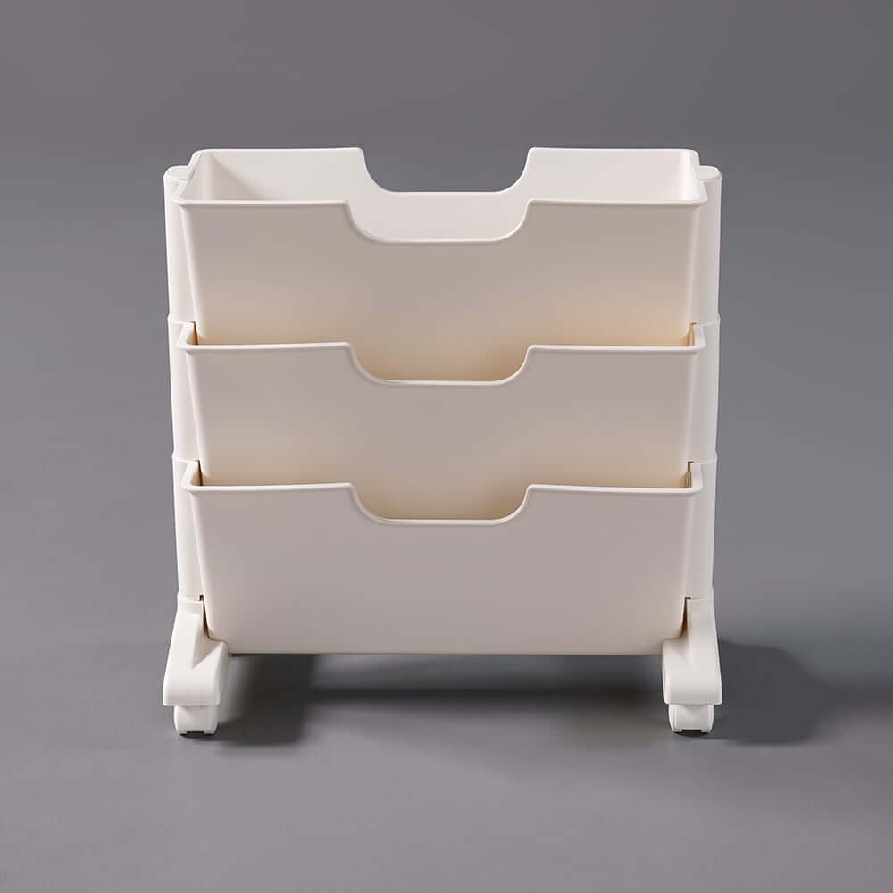 Modern White Freestanding Mobile Storage Cart with 3 Shelves