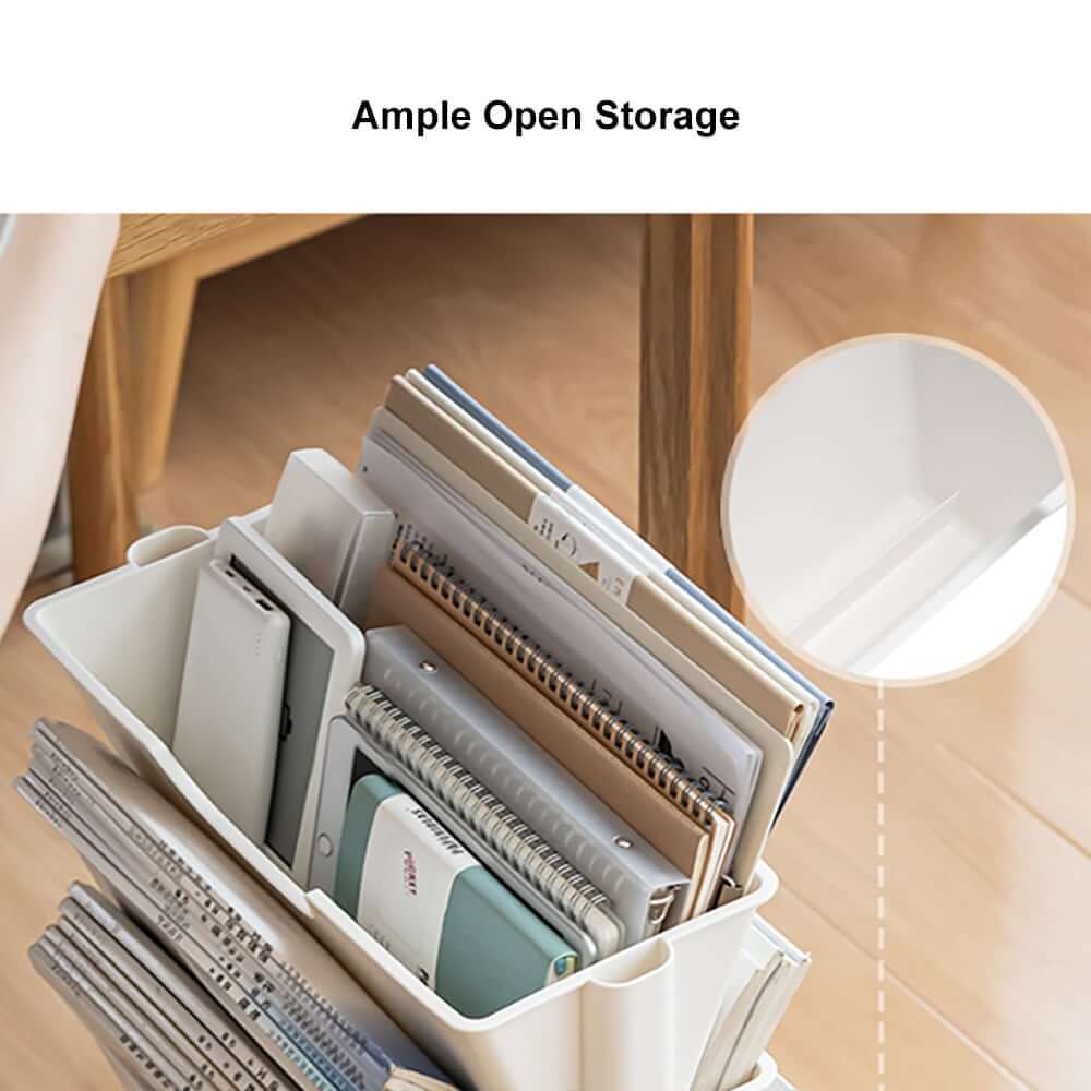 Modern White Freestanding Mobile Storage Cart with 3 Shelves