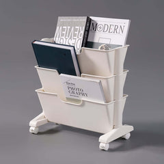 Modern White Freestanding Mobile Storage Cart with 3 Shelves