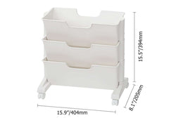Modern White Freestanding Mobile Storage Cart with 3 Shelves Dimensions