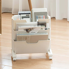 Modern White Freestanding Mobile Storage Cart with 3 Shelves Main Product Image