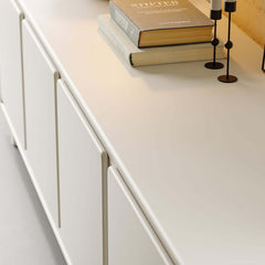 Modern White Freestanding TV Stand With Cabinets