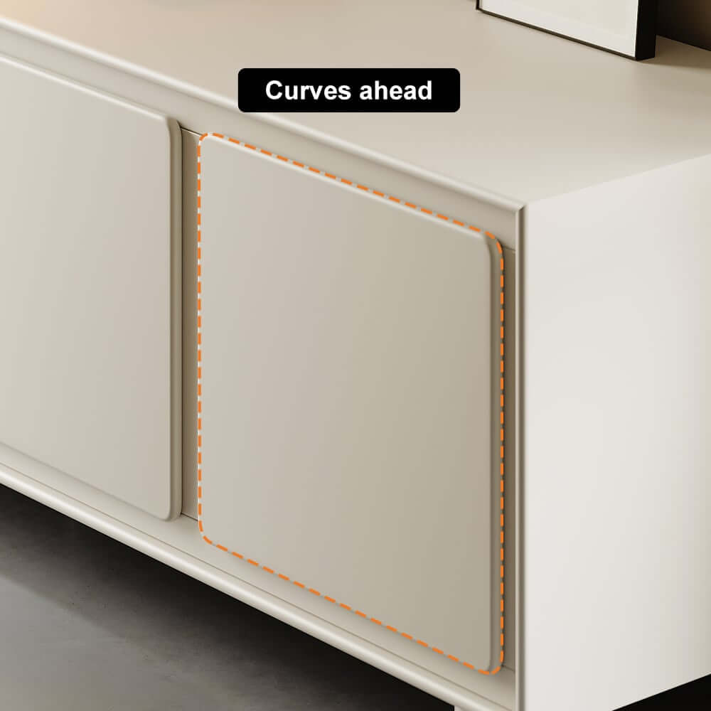 Modern White Freestanding TV Stand With Cabinets